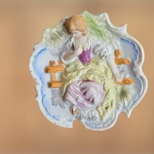 Vintage 3D Wall Art by Chase Victorian Lady Hand Painted Made in Japan